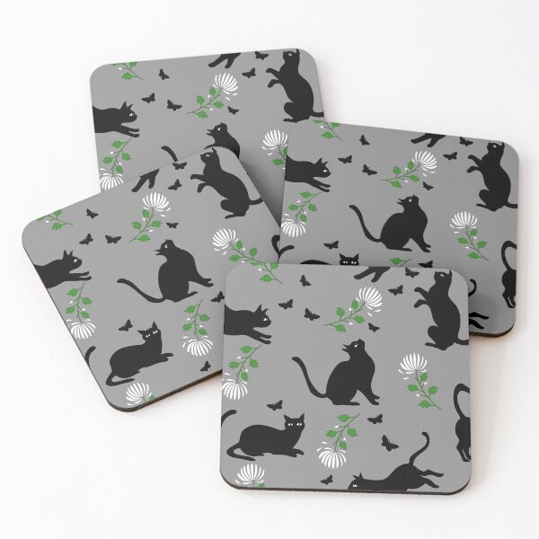 Item preview, Black cats, white flowers and butterflies designed and sold by AtelierEmiLou.