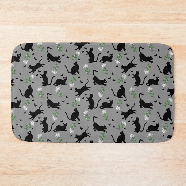 Item preview, Black cats, white flowers and butterflies designed and sold by AtelierEmiLou.