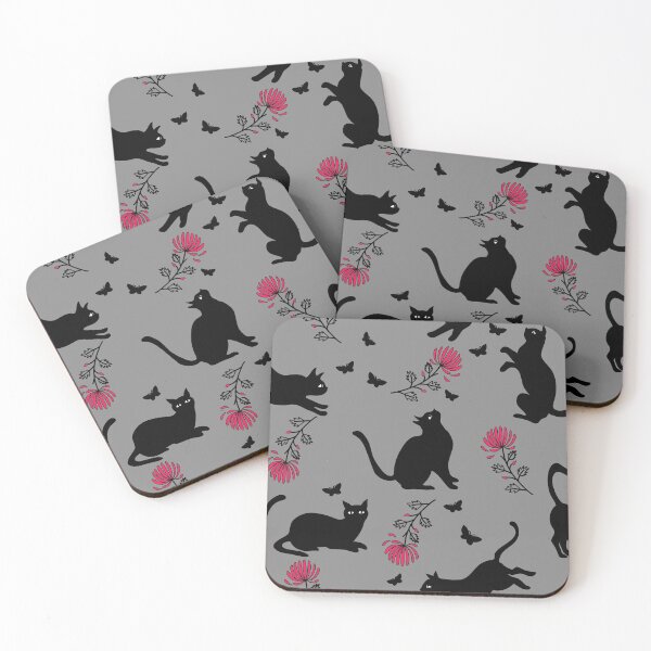 Item preview, Black cats, red flowers and butterflies  designed and sold by AtelierEmiLou.