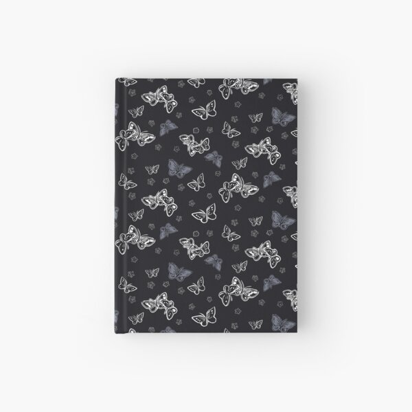 Butterfly and cherry blossom -black Hardcover Journal