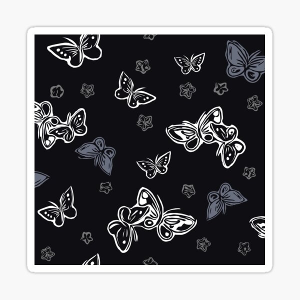 Butterfly and cherry blossom -black Sticker