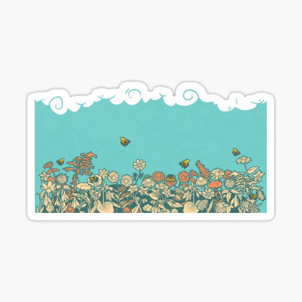 Bees Over Flower Meadow Sticker