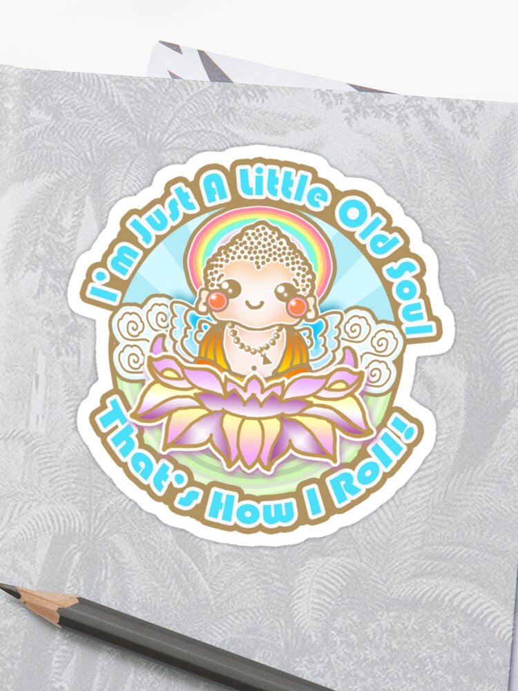 Kawaii Style Bébé Bouddha Sur Fleur De Lotus Sticker