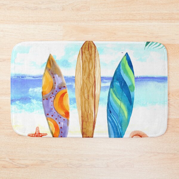 Item preview, Watercolor surfboard scene designed and sold by Makanahele.