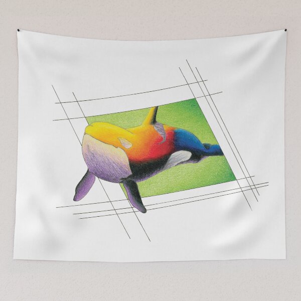 Item preview, Rainbow Killer Whale Drawing designed and sold by ArtyOrca.