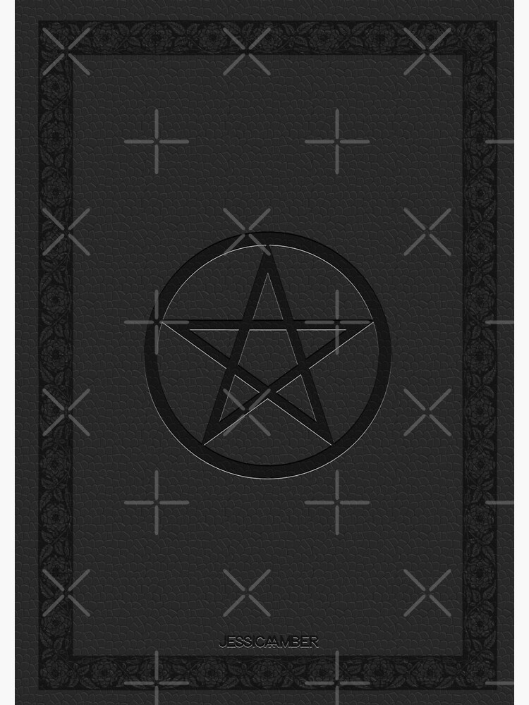 Witch Pentagram Star Dark Grey Faux Engraved Leather Spiral