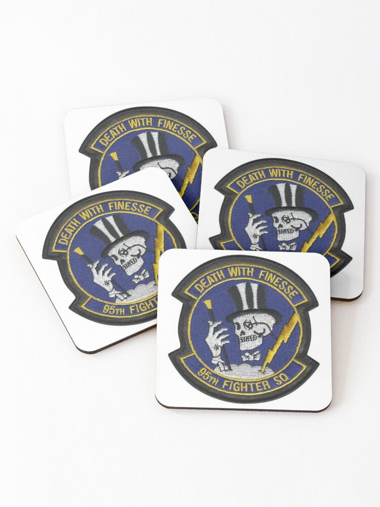 USAF Death With Finesse 95th Fighter Squadron Patch Sticker | Coasters (Set  of 4)