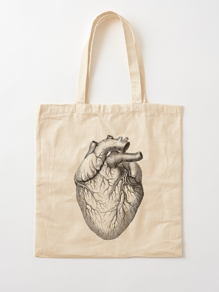 Simple Human Heart Diagram Tote Bag by Vintage Anatomy Prints
