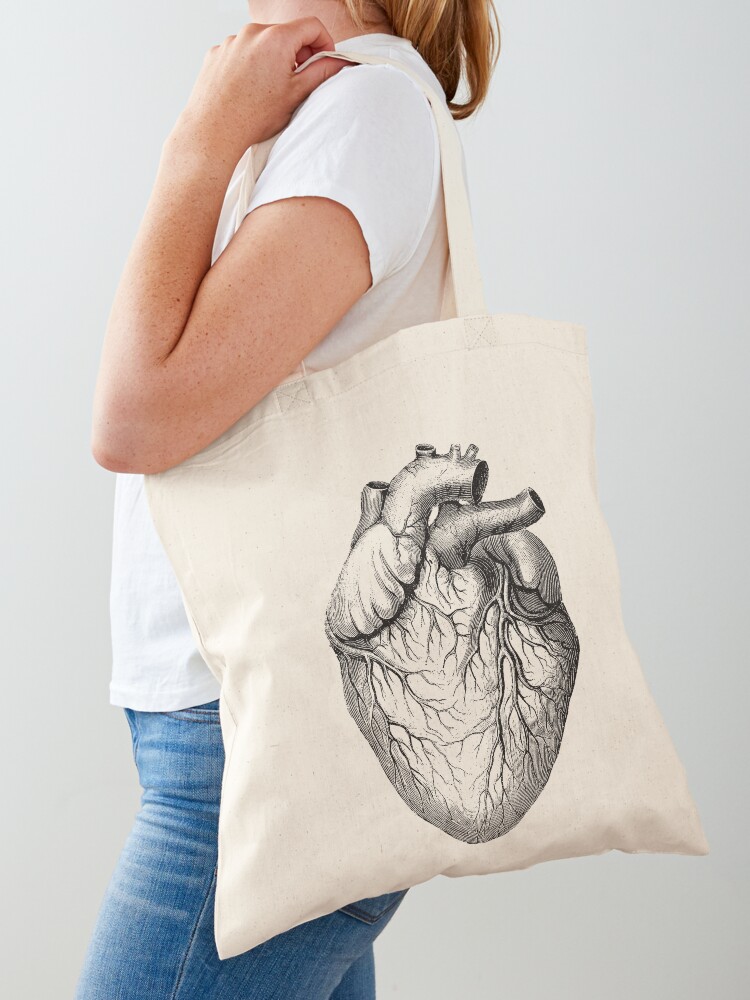 Simple Human Heart Diagram Tote Bag by Vintage Anatomy Prints