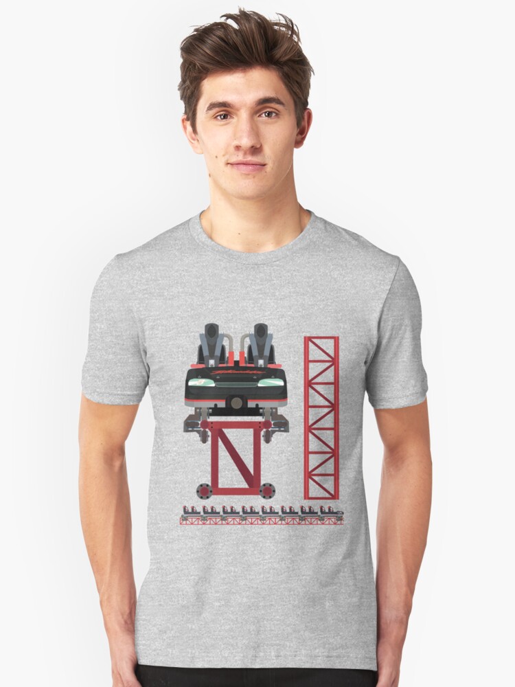 Alternate view of Intimidator Train Design - Kings Dominion Intamin Giga Coaster Slim Fit T-Shirt