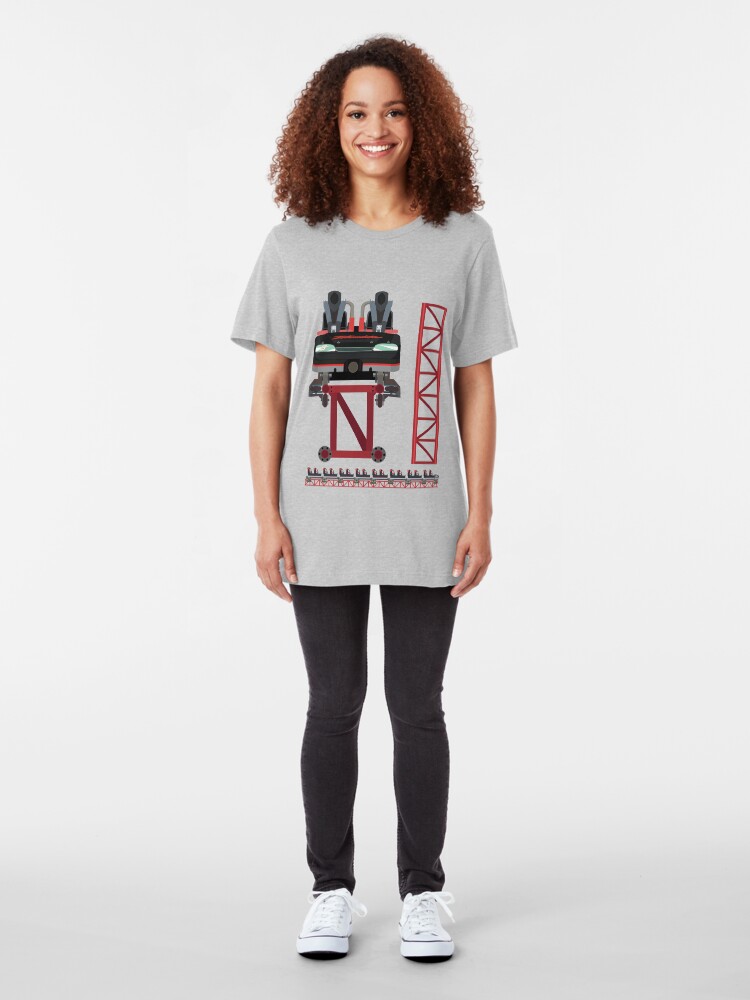 Alternate view of Intimidator Train Design - Kings Dominion Intamin Giga Coaster Slim Fit T-Shirt
