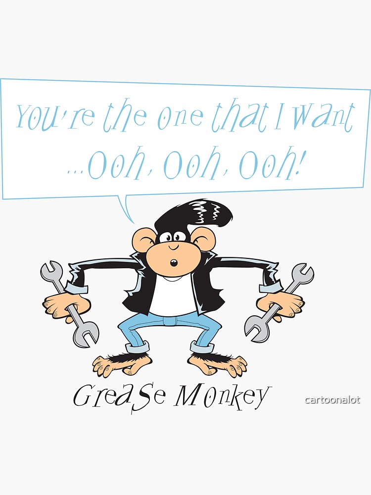 "Grease Monkey" Sticker for Sale by cartoonalot Redbubble