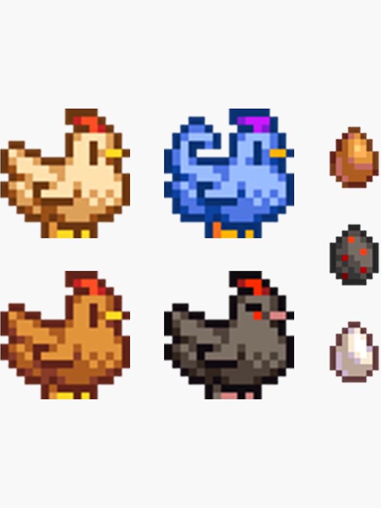 Stardew Valley Chicken Pixel Art Set Sticker For Sale By Simstock