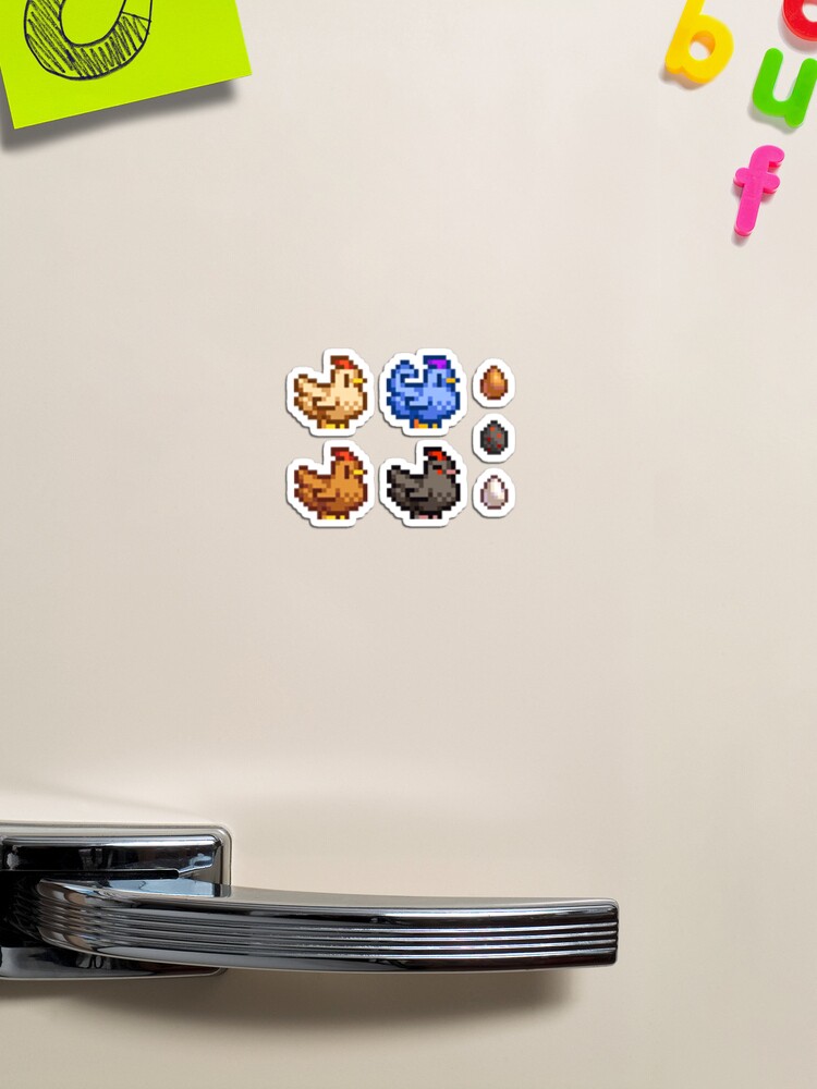 Thumbnail 1 of 3, Magnet, Stardew Valley Chicken Pixel Art Set designed and sold by simstock.