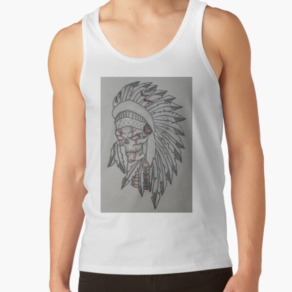 New Men/'s Lion Indian Headdress Red Tank Top Tribal Native Hipster Muscle Tee