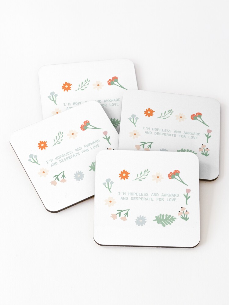 Thumbnail 1 of 5, Coasters (Set of 4), Hopeless & Awkward designed and sold by RikoKaniko.