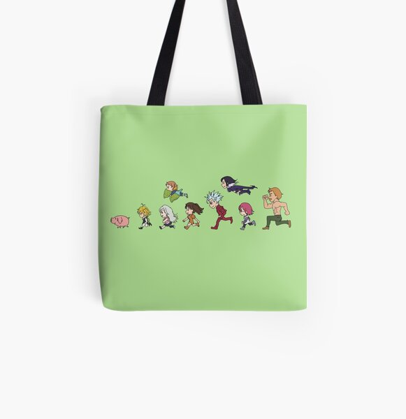 Seven Deadly Sins - Running Chibi All Over Print Tote Bag