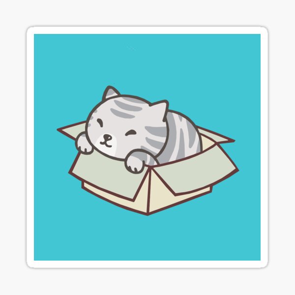 Gray kitty in a Box Sticker