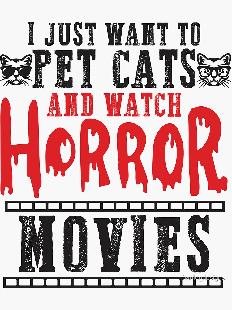 "Pet cats watch horror movies family movie night horror movie" Sticker