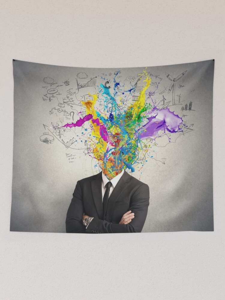 Colorful Brainstorm with head explosion of creative ideas Tapestry for Sale by MindChirp Redbubble