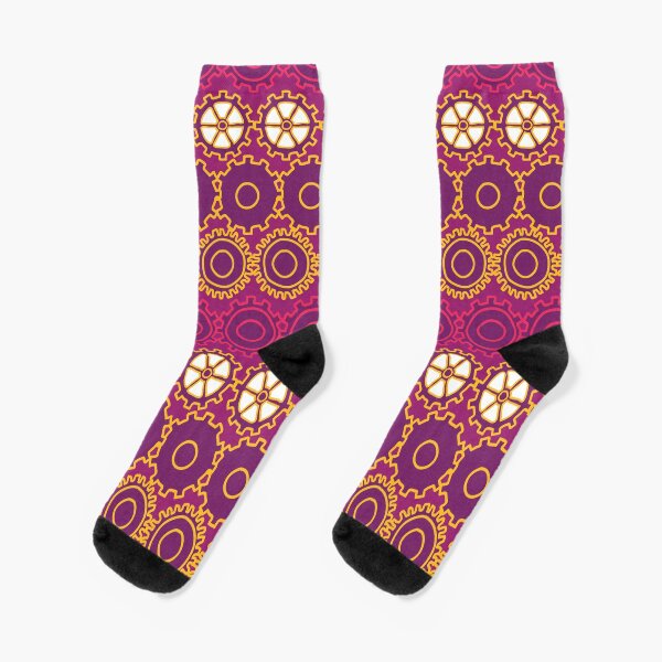 Bright Colorful Doodle Gears Socks