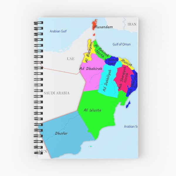 Item preview, Oman Governorates map Political Map of Oman names of the governorates neighboring countries with international borders خريطة سلطنة عمان السياسية  مع الحدود الدولية والادارية واسماء المحافظات  designed and sold by mashmosh.