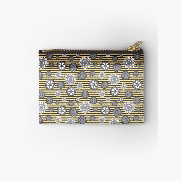Item preview, Modern Gears on Yellow and Black striped background designed and sold by Meg M Studio.