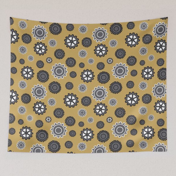 Item preview, Engranajes modernos sobre fondo amarillo designed and sold by Meg M Studio.