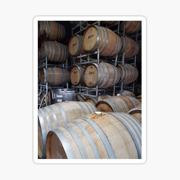 A Barrel of Fun - Adelaide Hills Wine Region - Fleurieu Peninsula - by South Australian artist Avril Thomas Sticker