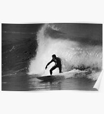 Surfer in Black And White Poster