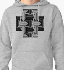 Geometric Maze Pattern Swastika - Black Pullover Hoodie