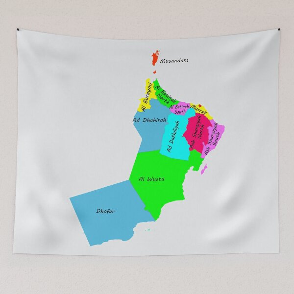 Item preview, sultanate of Oman the names of the provinces and the capital Muscat  خريطة سلطنة عمان  اسماء المحافظات وموقع العاصمة مسقط  designed and sold by mashmosh.