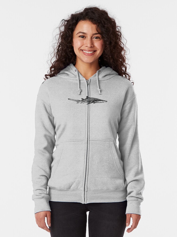Alternate view of Trev the Grey Nurse Shark Zipped Hoodie