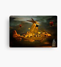 "The Osprey" - A Golden Steam Powered Flying Gunship Canvas Print