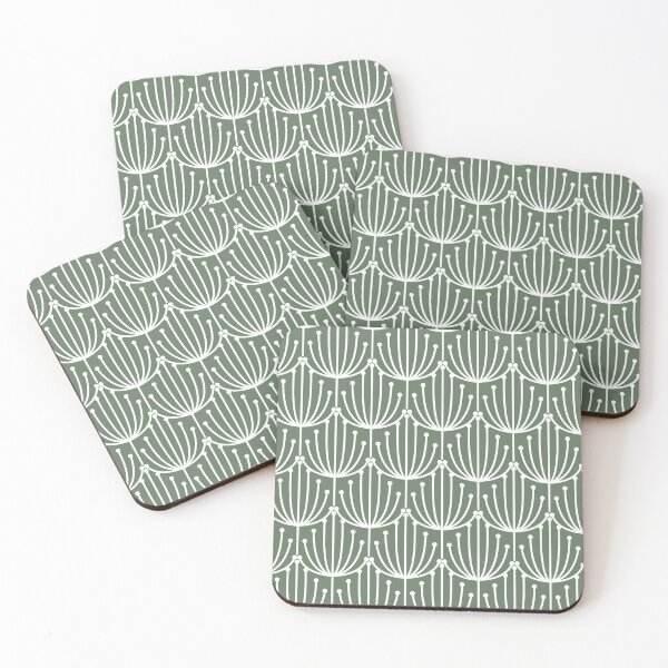 Item preview, Mid Century Modern, Retro, Floral Pattern, in sage green designed and sold by meggydesigns.