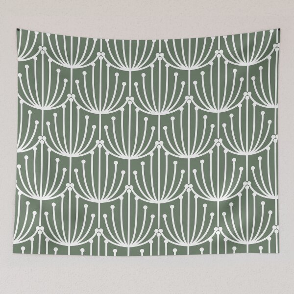 Item preview, Mid Century Modern, Retro, Floral Pattern, in sage green designed and sold by meggydesigns.