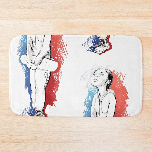 Item preview, Girl with skateboard red and blue designed and sold by motylanoga.