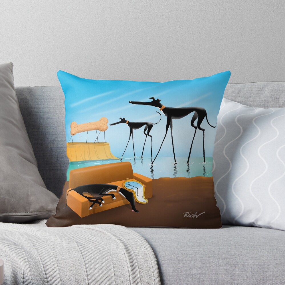 Greylvador Dali Throw Pillow