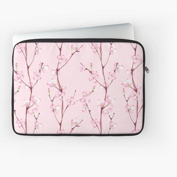 Pink blossom. Watercolor seamless floral pattern Laptop Sleeve