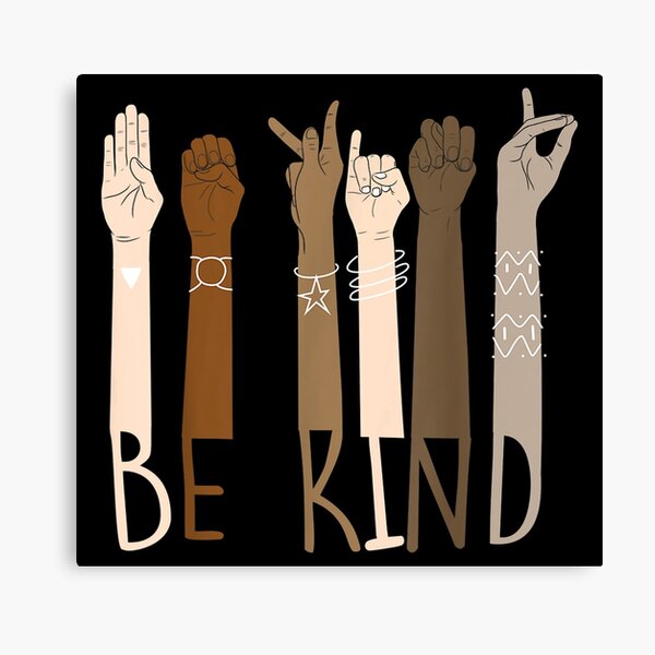 Be Kind Hand Sign Language Teachers Melanin Interpreter ASL Canvas Print