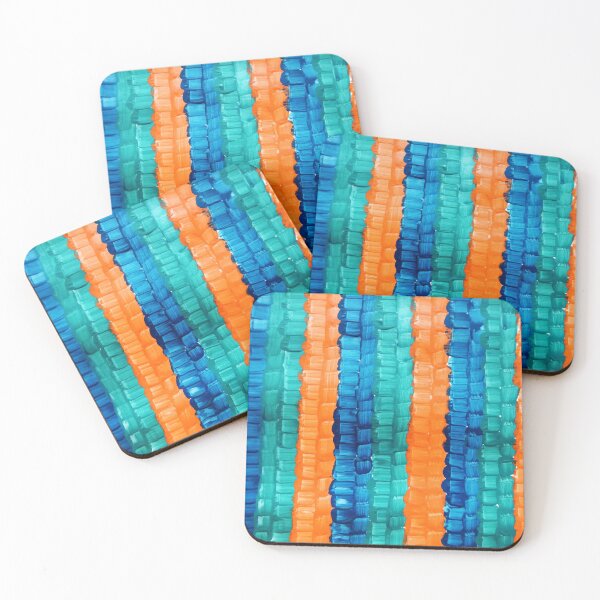 Item preview, Hand Drawn Multi Colors Stripe Grid Pattern Orange Green Blue designed and sold by IFOM.