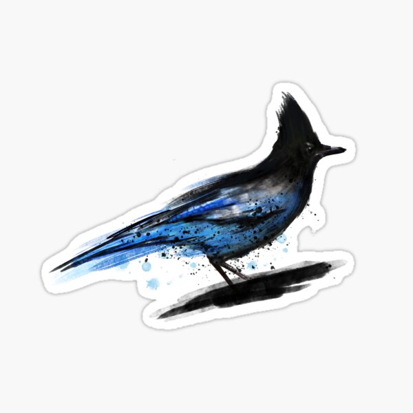 Item preview, Dramabite Watercolour stellar blue jay bird artistic artsy animal painting designed and sold by dramabite.
