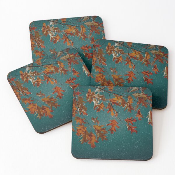 Item preview, Rust Oak Leaves on Teal Night Sky designed and sold by Brooke T Ryan Photographic Art.