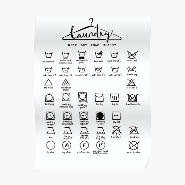 "Waschküche Dekor, Pflegesymbole" Poster von do-ra-yaki | Redbubble