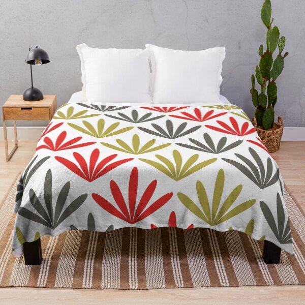 Item preview, Retro, Mid Century Modern, Floral, Leaves, Pattern, in red, green and gray designed and sold by meggydesigns.