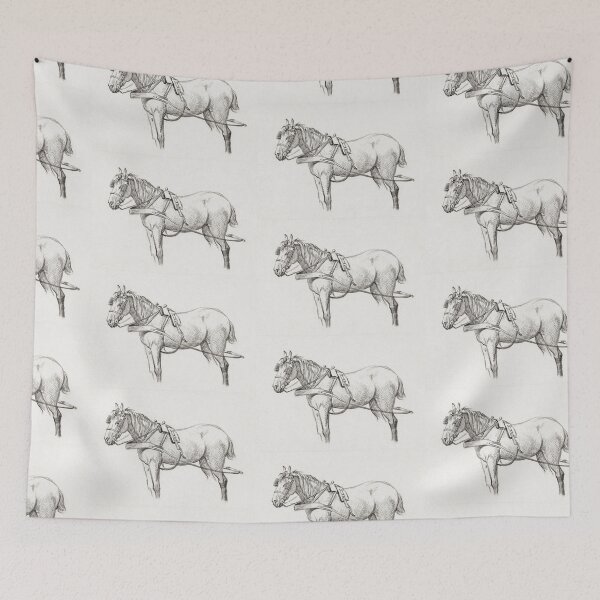 Artikelvorschau, cart Horse in tack vintage illustration entworfen und verkauft von Vintage Designs +.