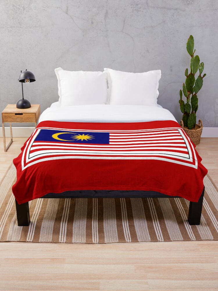 Malaysia Flag Stickers Gifts And Other Products Throw Blanket By Mpodger Redbubble