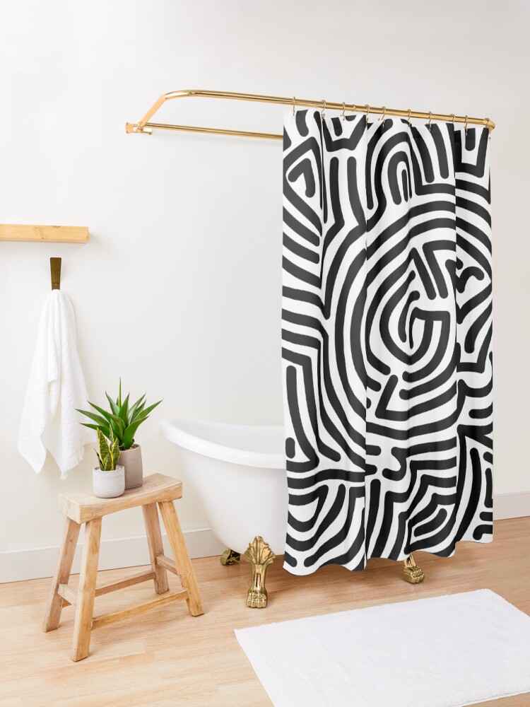 Alternate view of Haring Style #1 Shower Curtain