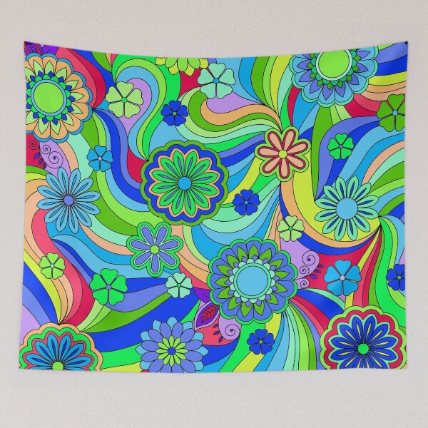 Item preview, Hippy Trippy Flower Power Pattern designed and sold by ArtformDesigns.