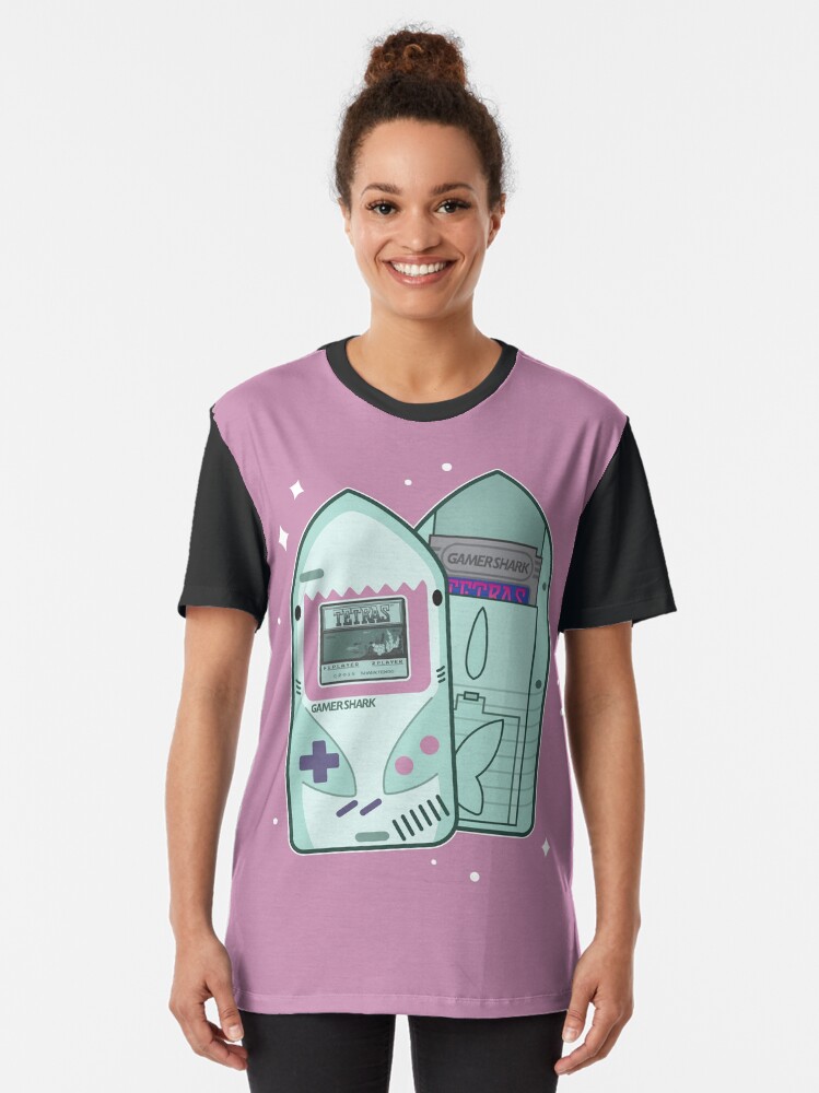 Alternate view of GamerShark Color (Pink) Graphic T-Shirt